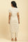 Beige Glitter Printed Straight Kurta