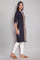 Navy Blue Round Neck kurta With Placement Print