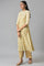 Beige Floral Printed A-line Kurta