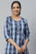 Blue Dobby Printed Ethnic kurta