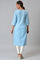 Blue Embroidered Round Neck Ethnic kurta