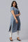 Blue Stripe Cotton Plus Size kurta with Side Buckle
