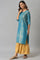 Blue Asymmetrical LIVA kurta with Zari Embroidery