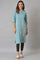 Blue Thread Embroidered Printed kurta