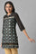 Black Floral Printed Sequined Ethnic LIVA kurta