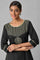 Black Zari Embroidered and Sequins Viscose Blend Straight Kurta and Palazzo Set