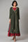 Green Mock Angrakha Gillet With Maroon Tiered Dress