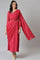 Coral Red Embroidered Predape Saree Dress