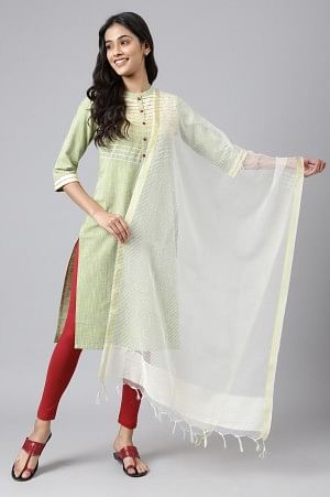 Ecru Stripe Weave Jacquard Dupatta