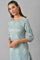 Light Blue Jacquard kurta And Pants Co-Ord Set