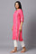 Dark Pink Rayon kurta With Multicolour Embroidery