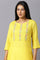 Yellow Embroidered kurta With Lace Trimming