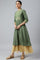 Olive Green A-Line Embroidered kurta With Sequins