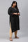 Black Printed Plus Size kurta With Embroidery And Sequins