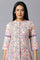 Ecru A-Line kurta With Multi-Coloured Floral Print