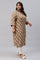 Plus Size Brown Printed Button Down kurta