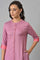 Dark Pink Flared Rayon kurta With Printed Back