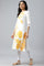 Ecru Placement kurta With Yellow Floral Print