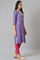 Purple Glitter Print kurta With Embroidery