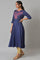 Navy Blue Circular kurta With Seqiuns