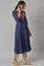 Navy Blue Circular kurta With Seqiuns