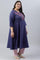 Plus Size Navy Blue Circular kurta With Seqiuns