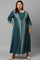 Plus Size Teal Mock Layered Liva Eco Kimono Jumpsuit