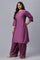 Plus Size Purple Embroidered Straight kurta