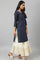 Navy Blue Festive Kurta with Embroidered Neck