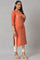 Orange Panelled Dobby Festive kurta