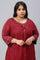 Plus Size Maroon Cowl Hemline kurta With Shell Detail