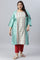 Green And Ecru Mock Layered Printed Plus Size kurta