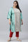 Green And Ecru Mock Layered Printed Plus Size kurta