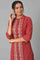 Red Placement Print Festive kurta