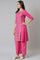 Pink Placement Printed Festive kurta