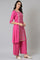 Pink Placement Printed Festive kurta