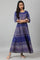 Indigo Paisley Print Flared Festive Dress