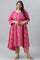 Plus Size Pink Flared Paisley Print kurta