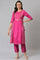 Pink Flared Floral Printed Festive kurta