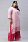 Cameo Pink Floral Printed And Embroidered Plus Size kurta