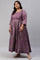 Plus Size Purple Festive Gathered Shantung Dress