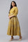 Plus Size Yellow Panelled Kalidar Ethnic Dress With Sequin