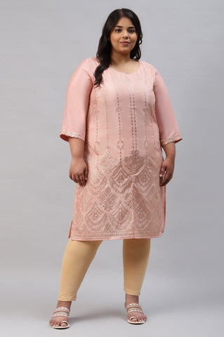 Plus Size Blush Pink Mukaish Printed kurta