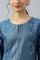 Blue Mukaish Placement Print kurta with Parallel Pants