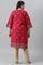 Fuchsia Pink Floral Printed Plus Size kurta With Sequins