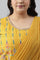 Yellow Glitter Printed Festive Plus Size Saree Dress With Belt