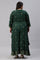 Green Glitter Printed Angrakha Plus Size Jumpsuit