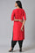 Red Embroidered Festive kurta