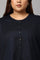 Plus Size Navy Blue Cotton Flax Top