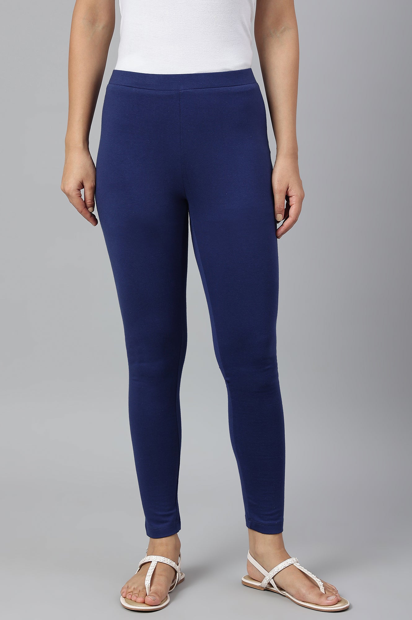 Indigo Knitted Cotton Lycra Tights